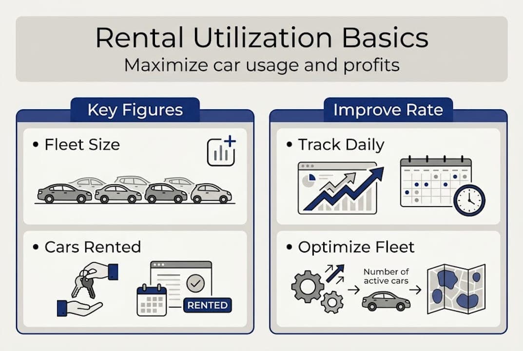 Infographic on rental utilization with basics and tips