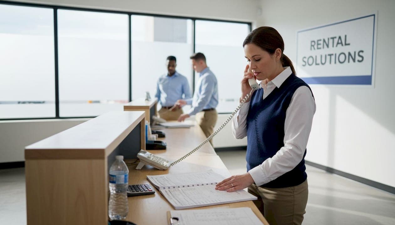 Coordinator handling fleet inventory in rental branch