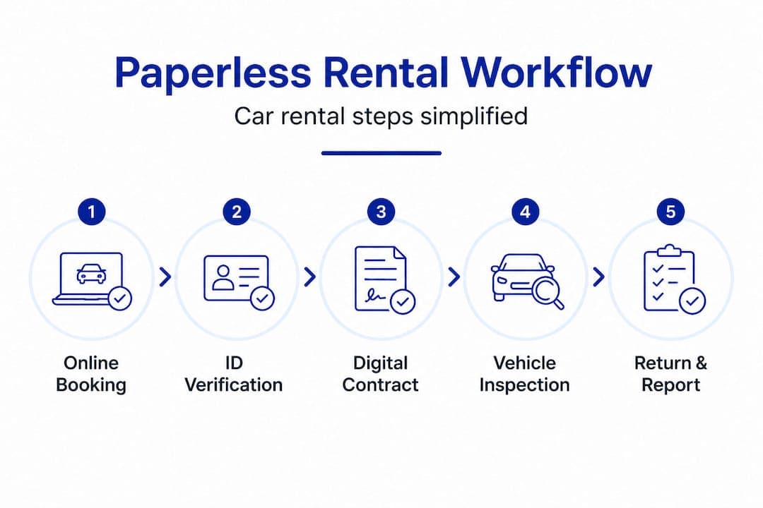 Infographic showing paperless rental workflow steps