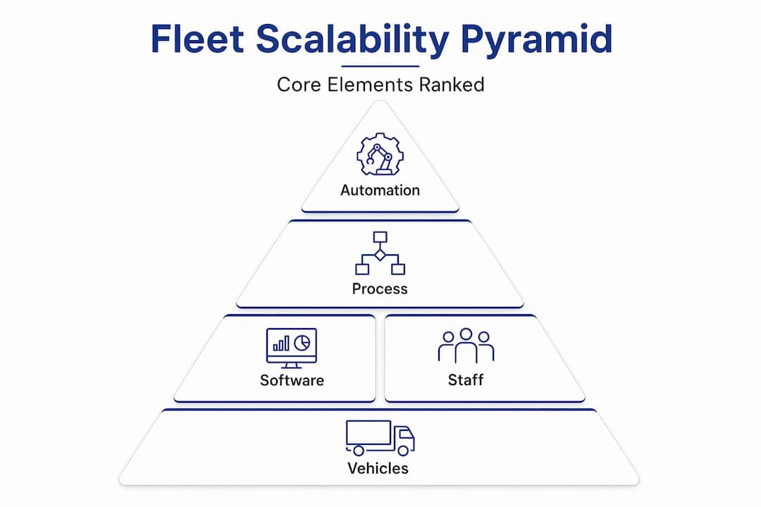 Fleet scalability hierarchy infographic showing key elements