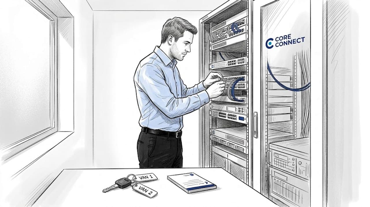 IT technician checking reservation server