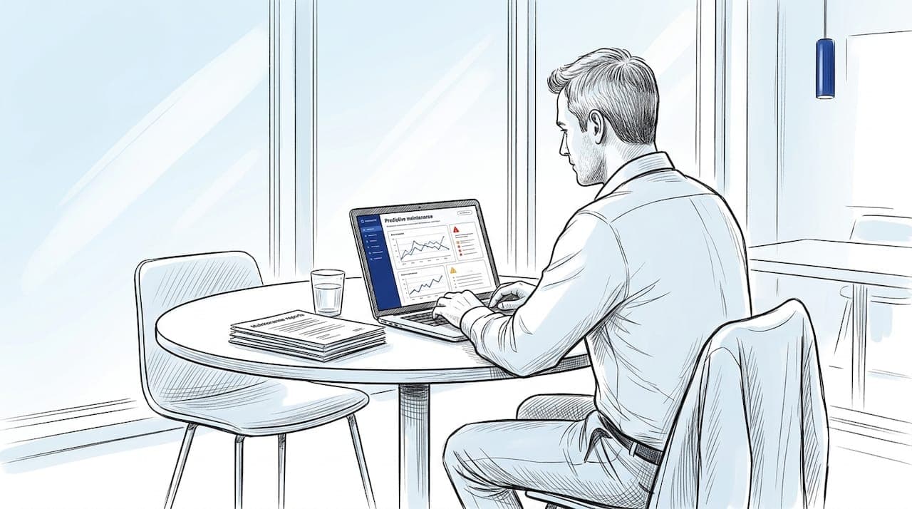 Fleet manager reviewing analytics dashboard in office