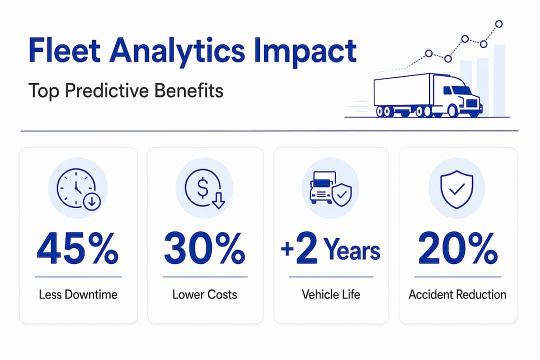 Infographic with key predictive analytics fleet benefits