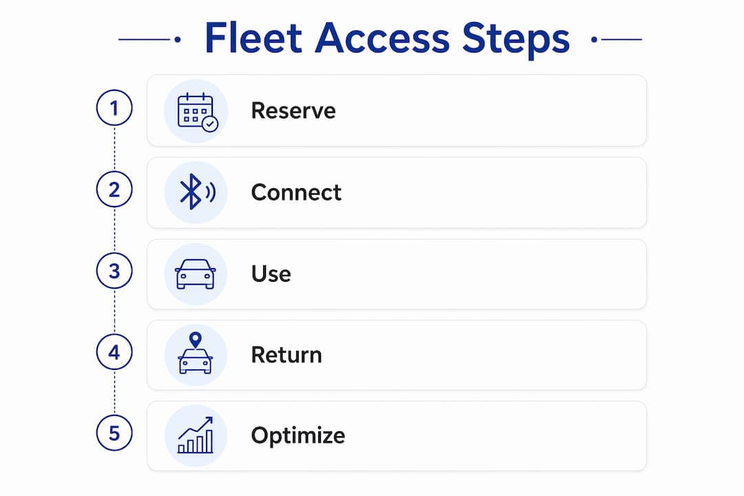 Infographic showing steps of on-demand fleet access process