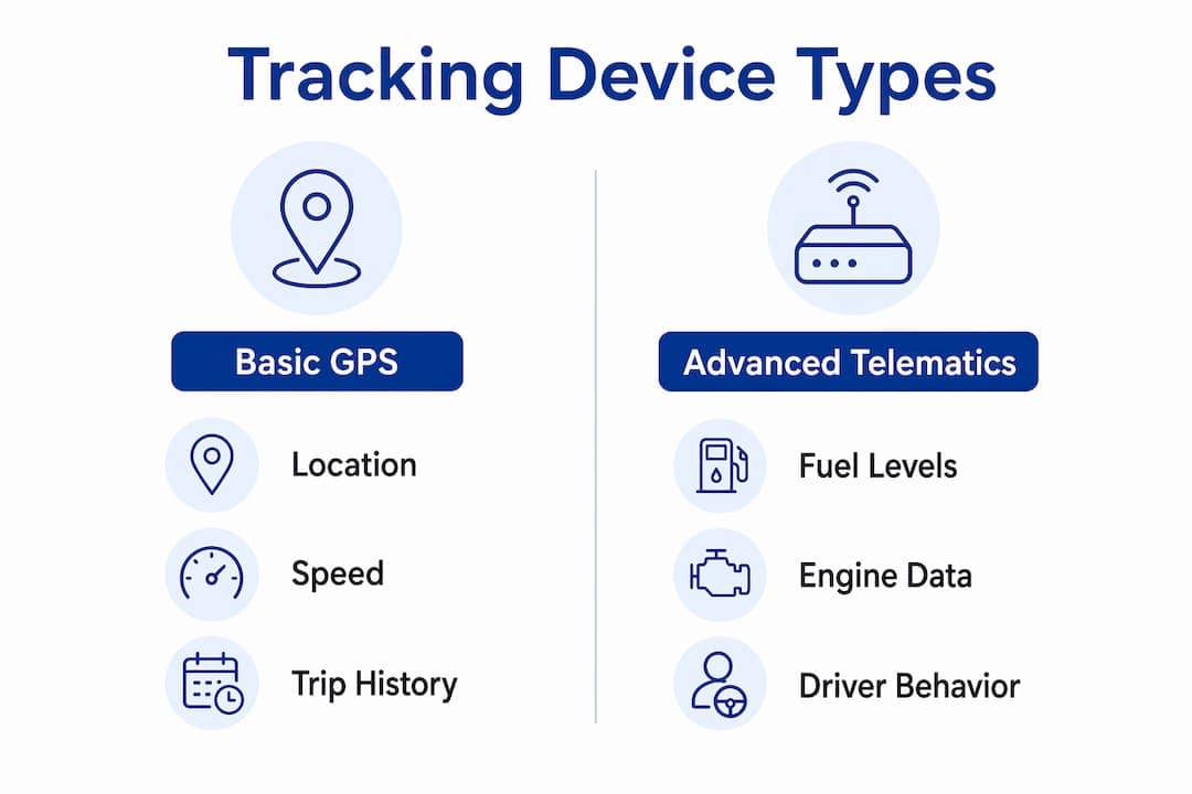 Infographic comparing basic GPS and advanced telematics
