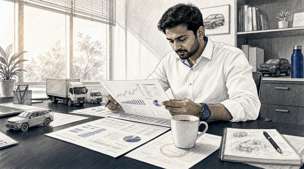 Fleet manager reviewing telematics data reports