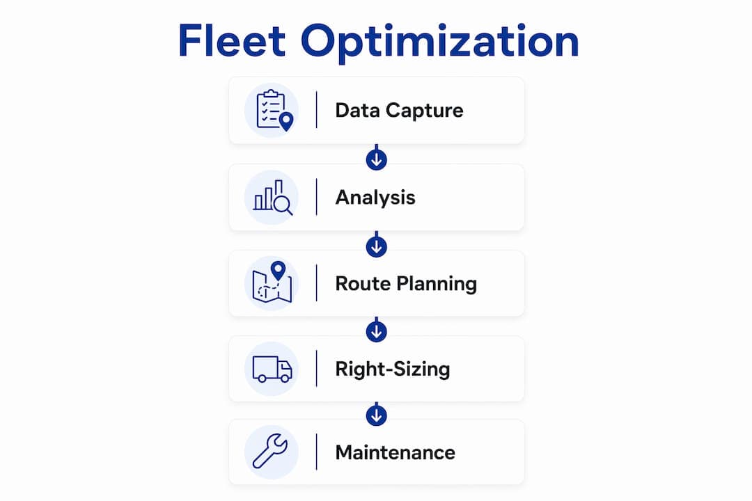 Infographic showing fleet optimization process steps