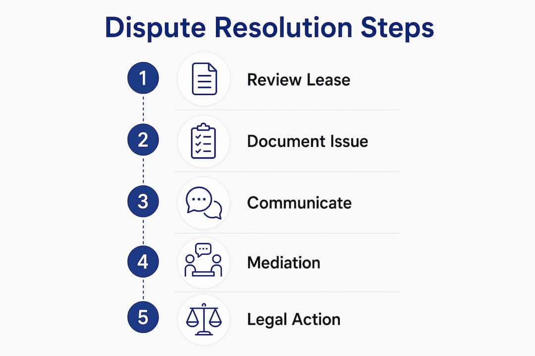 Infographic showing steps to resolve rental disputes