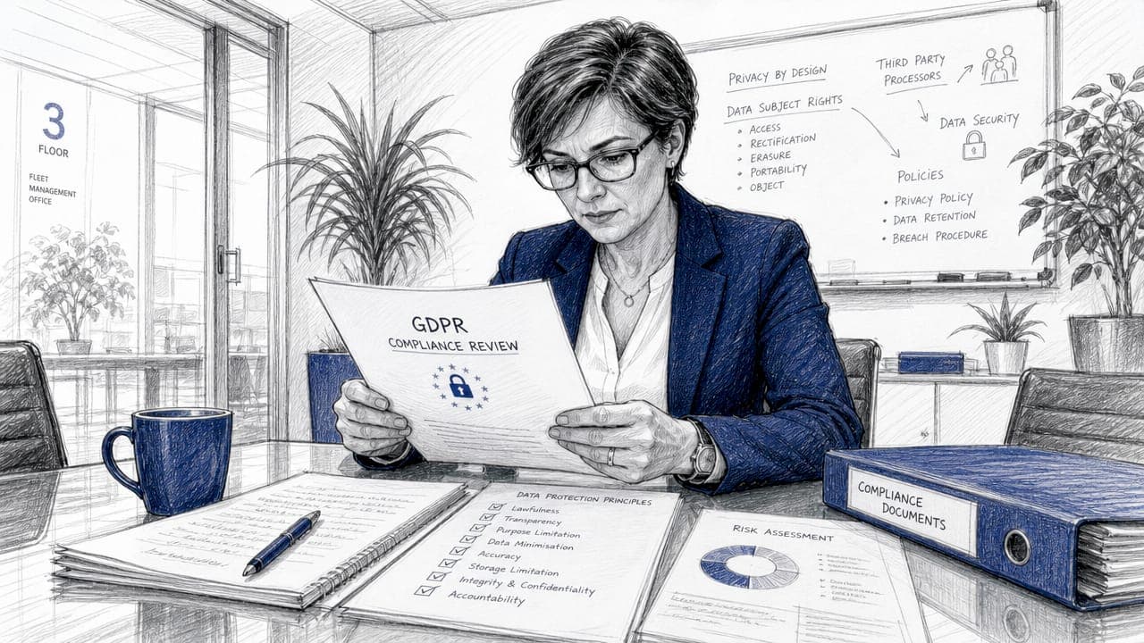 Fleet manager reviewing GDPR documents