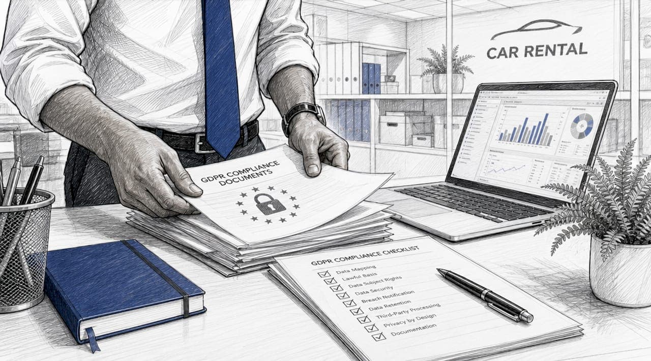 Man reviewing GDPR documents at desk