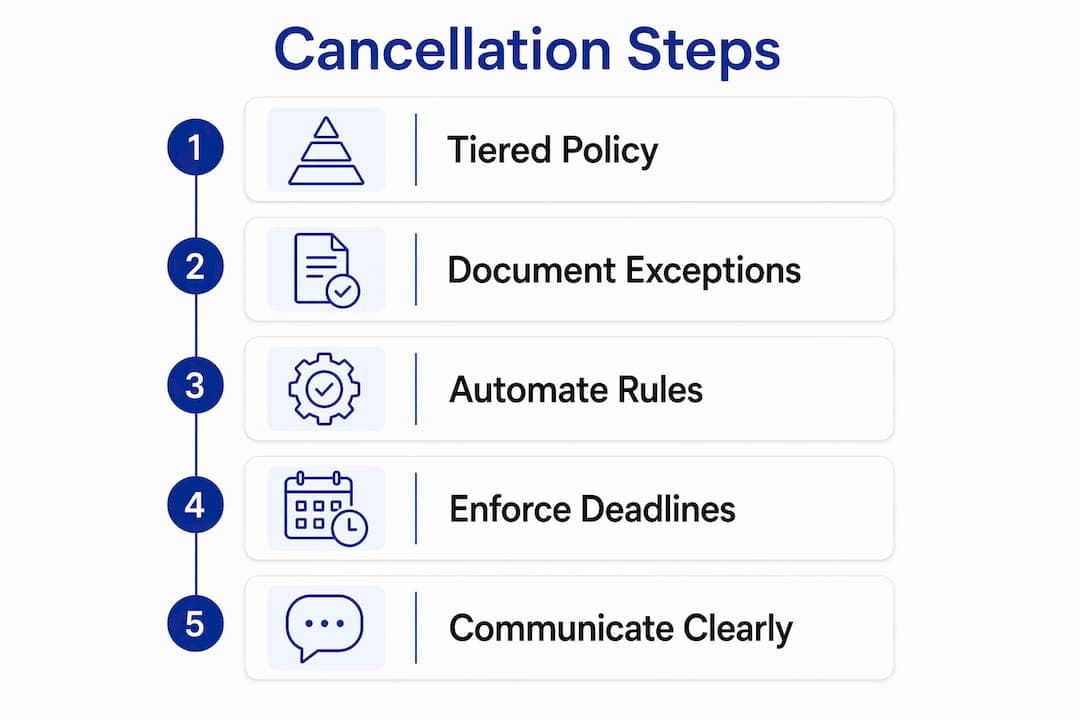 Infographic illustrating rental cancellation management steps