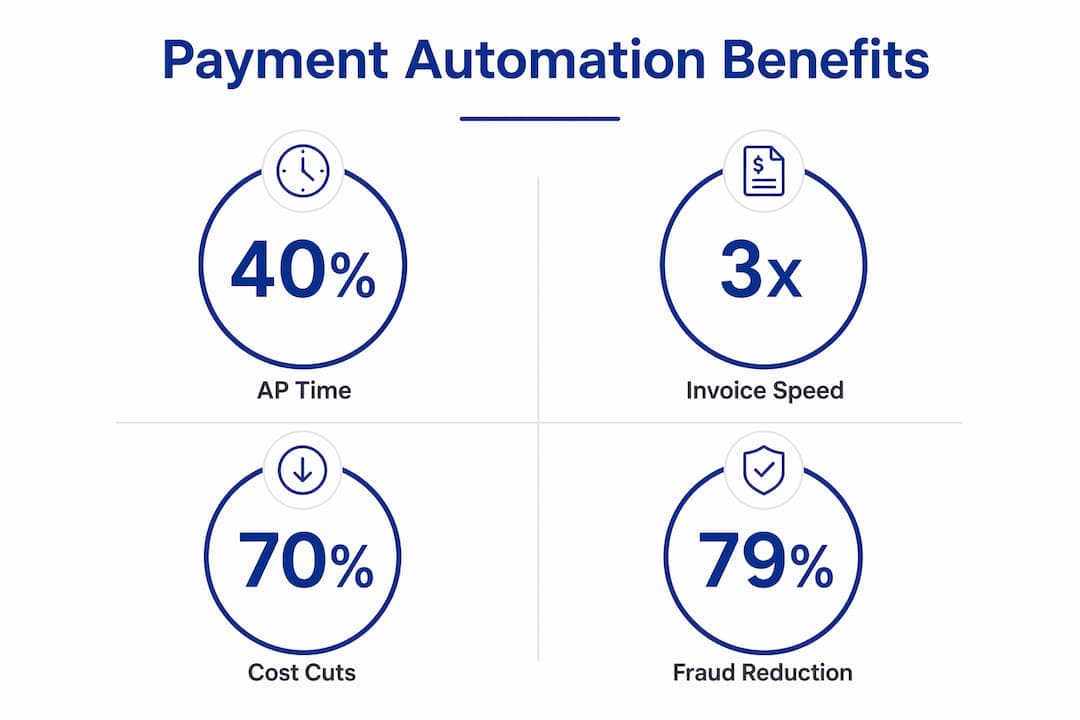 Infographic showing key payment automation benefits