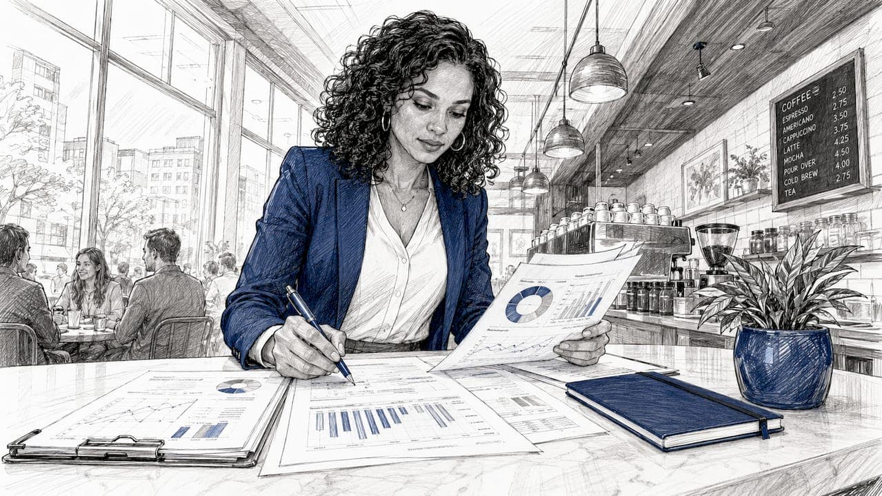 Fleet manager reviewing telematics reports
