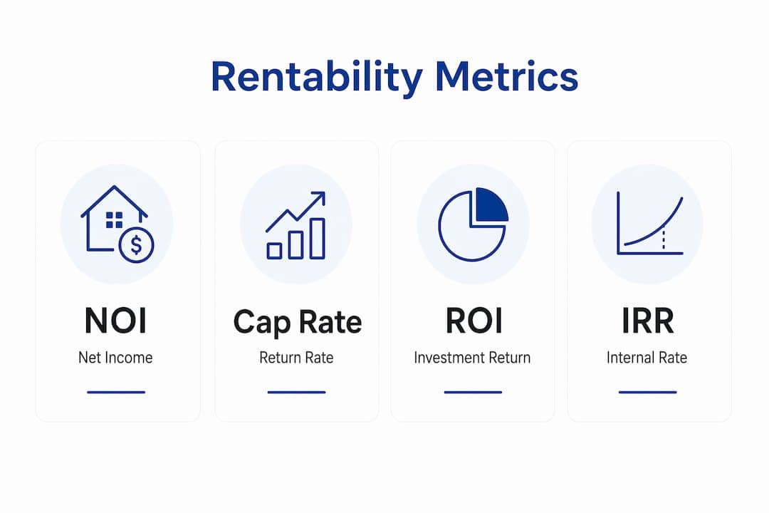 Infographic showing key rentability metrics summary