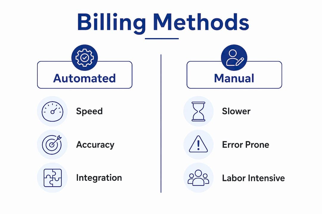 Infographic comparing automated and manual billing benefits