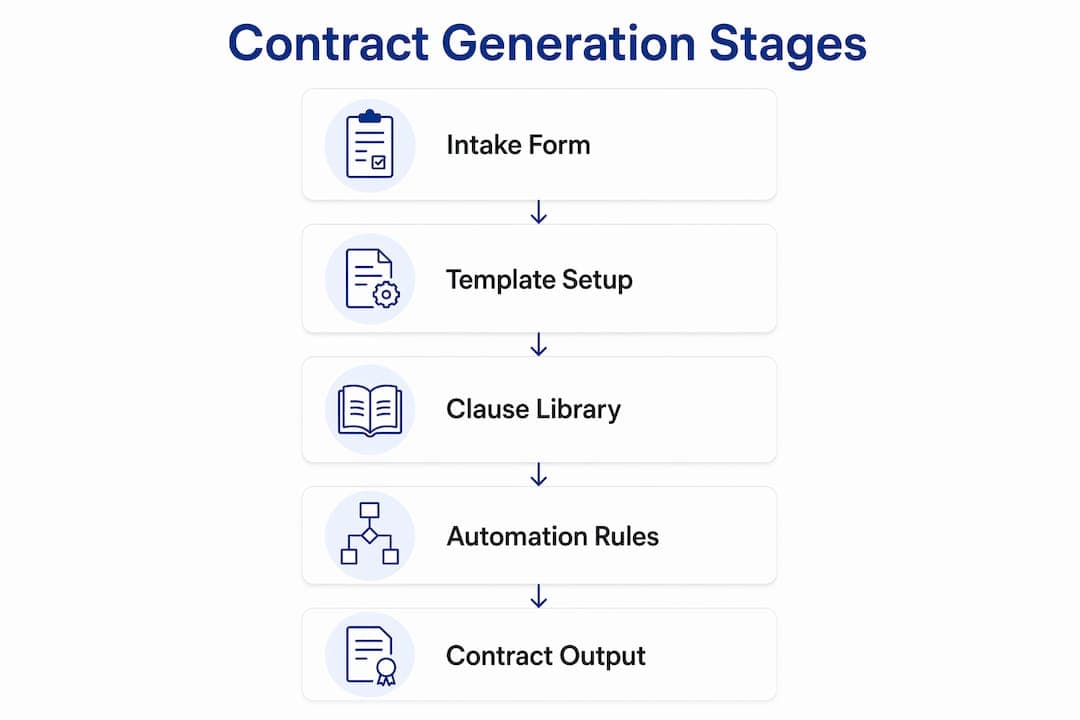 Infographic showing digital contract generation process stages