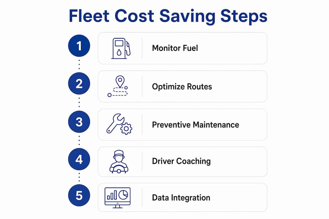 Infographic showing steps to save costs in fleet management
