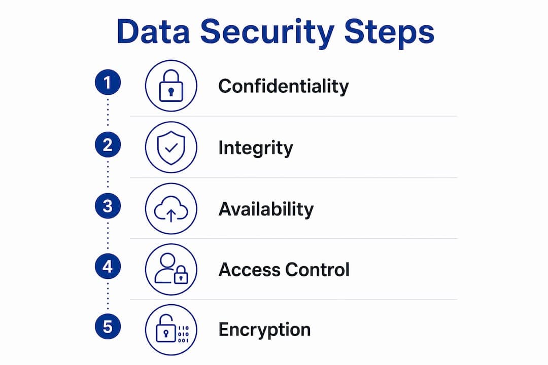 Infographic showing data security key steps