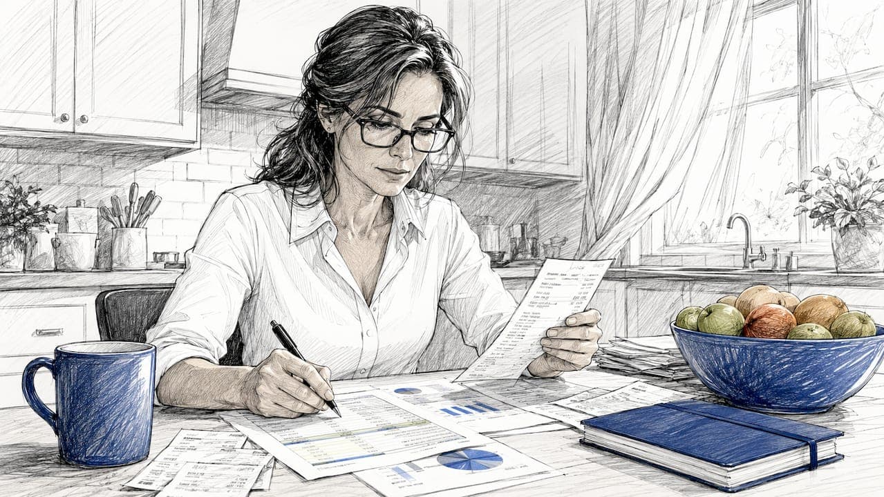 Property manager reviewing rental expenses