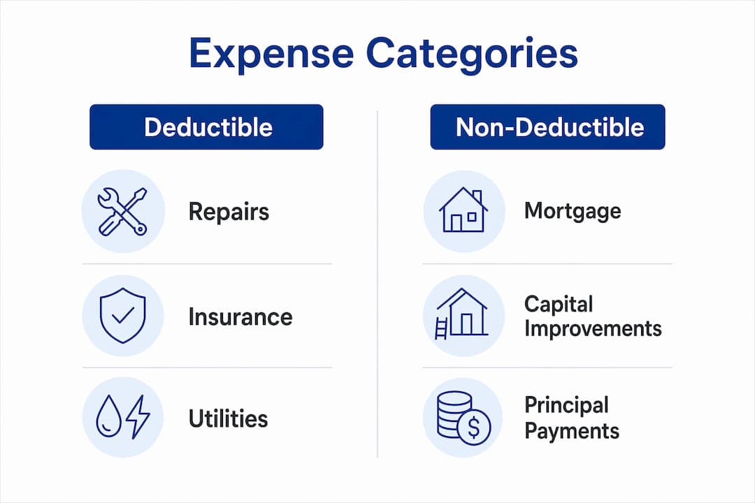 Infographic showing deductible and non-deductible expenses