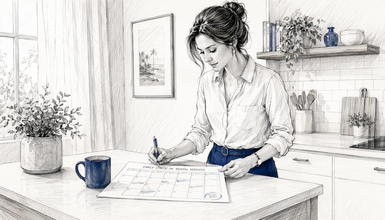 Woman reviewing rental add-on schedule