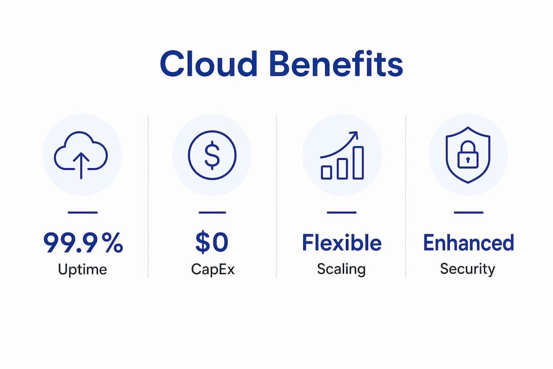Infographic showing key cloud benefits with stats