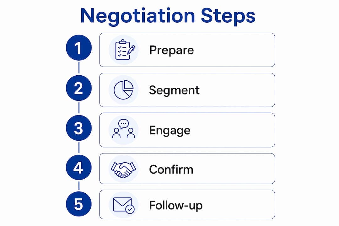 Infographic showing supplier negotiation five steps