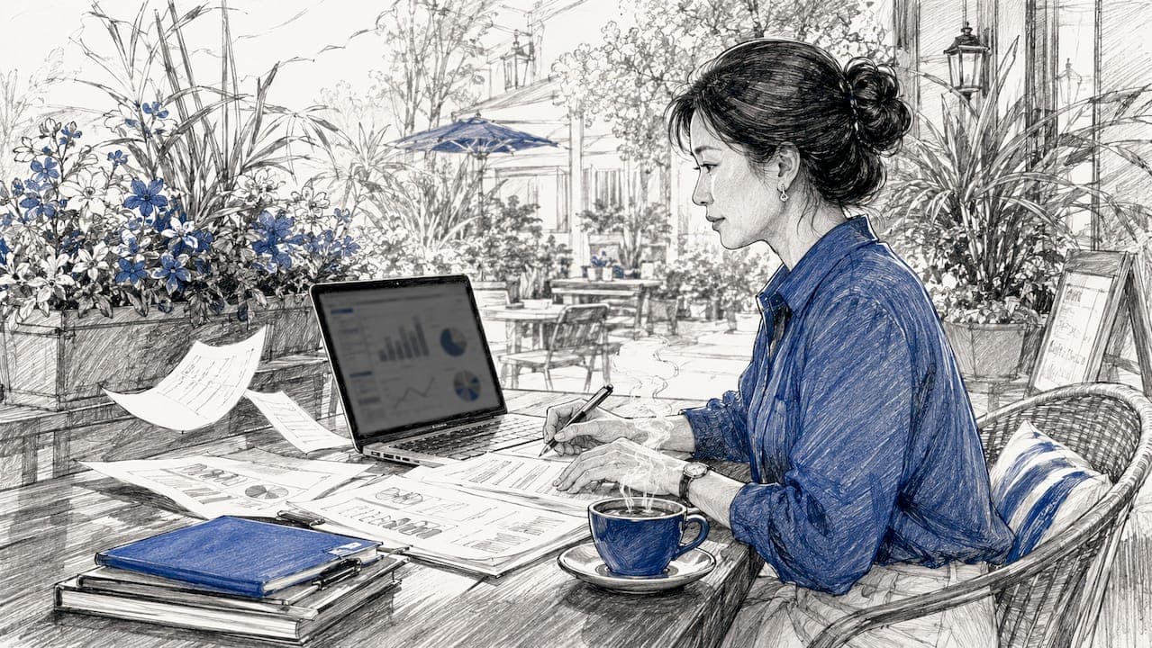Woman analyzing SEO data on laptop