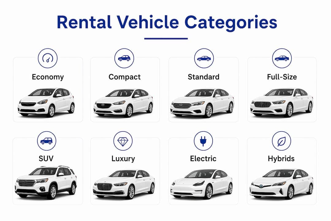 Infographic showing rental vehicle categories hierarchy