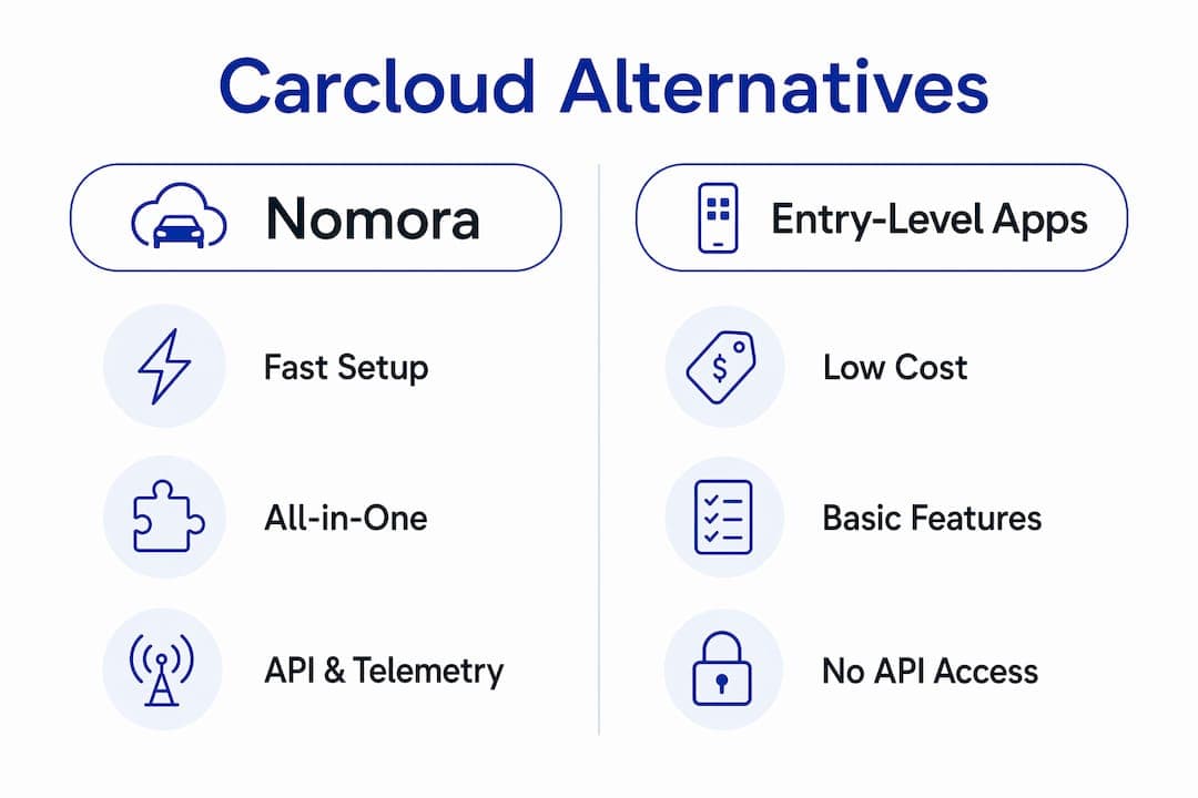 Infographic comparing Carcloud alternatives for rental operators