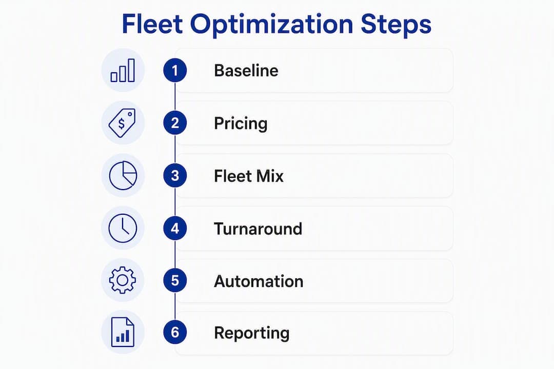 Infographic showing step-by-step fleet optimization process