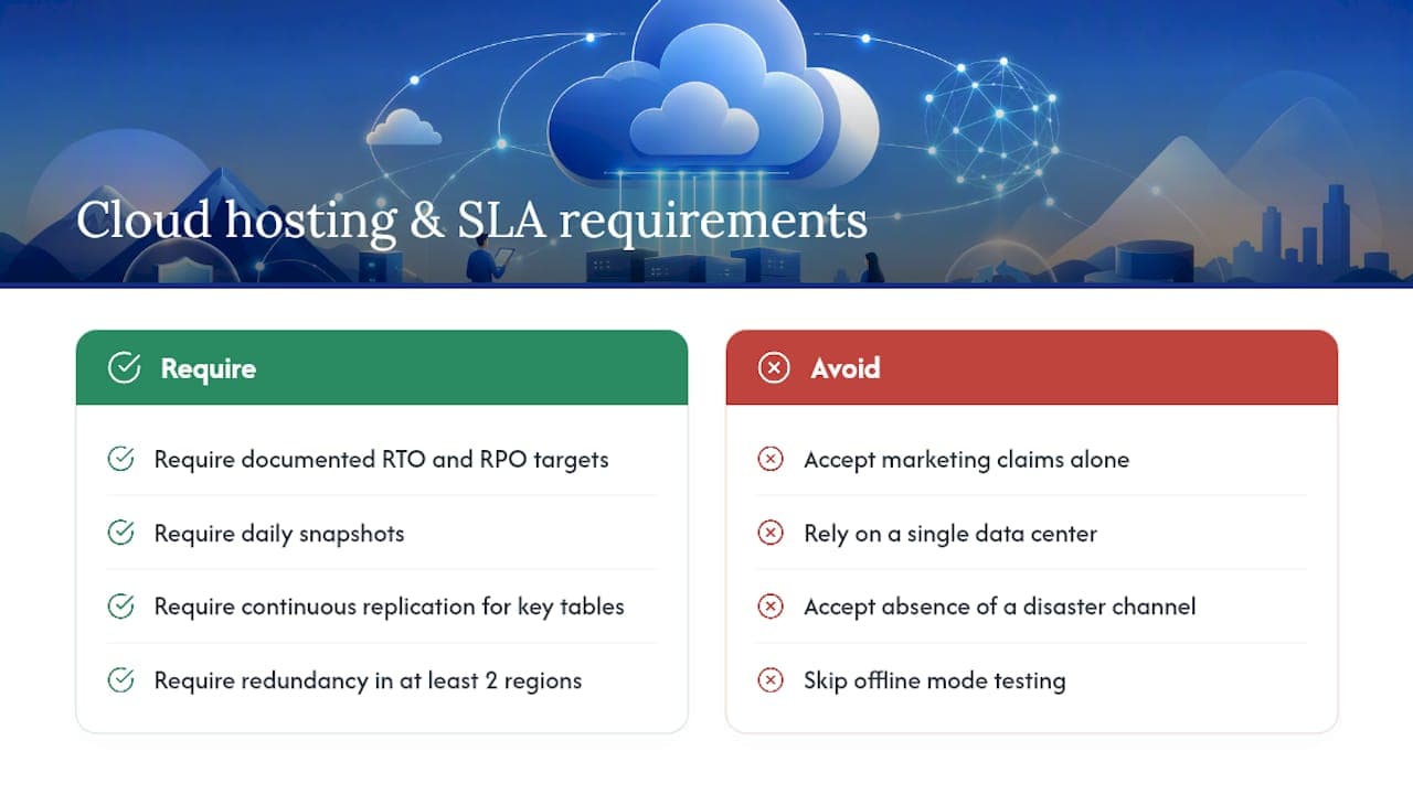 What should you require from your vendor on cloud hosting and SLAs? — overview diagram