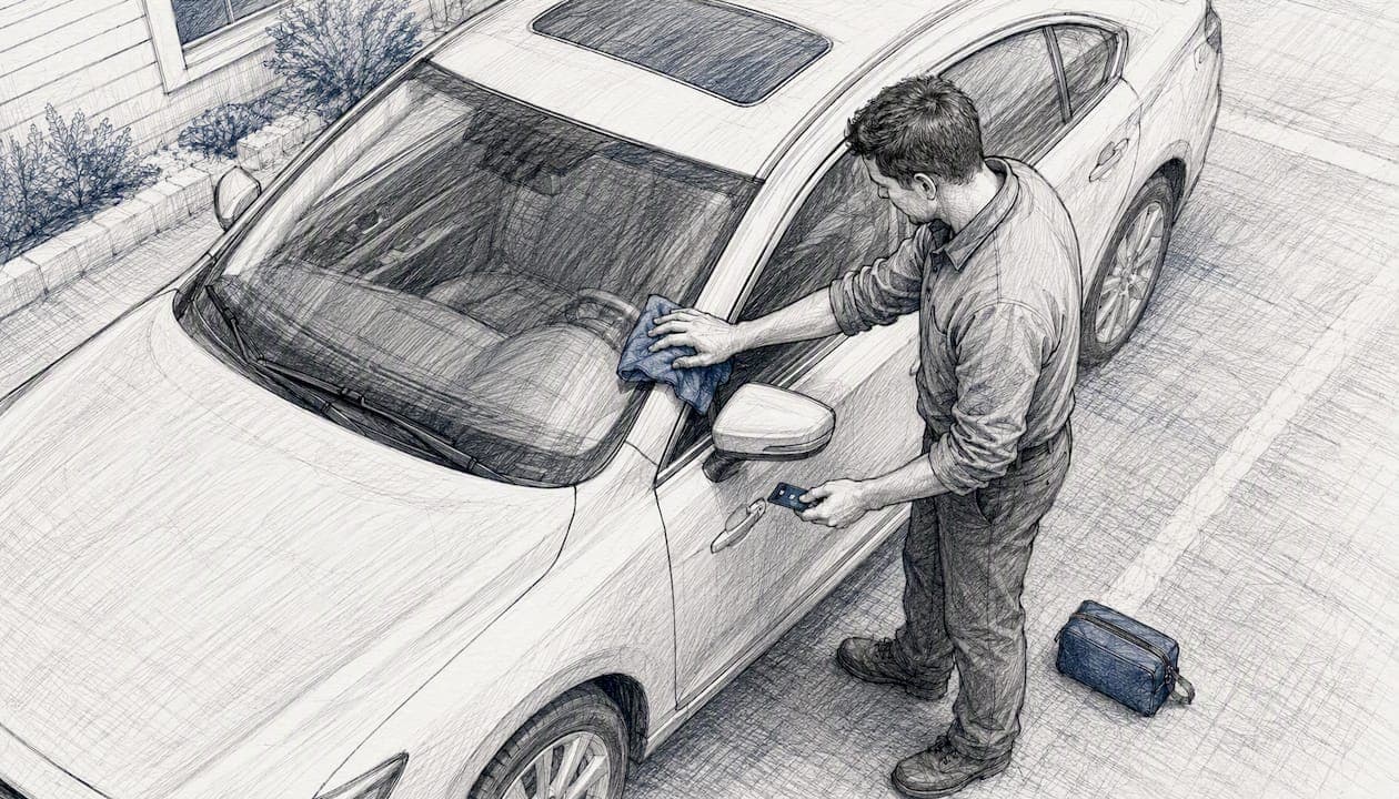 Operator prepping car for contactless rental pickup