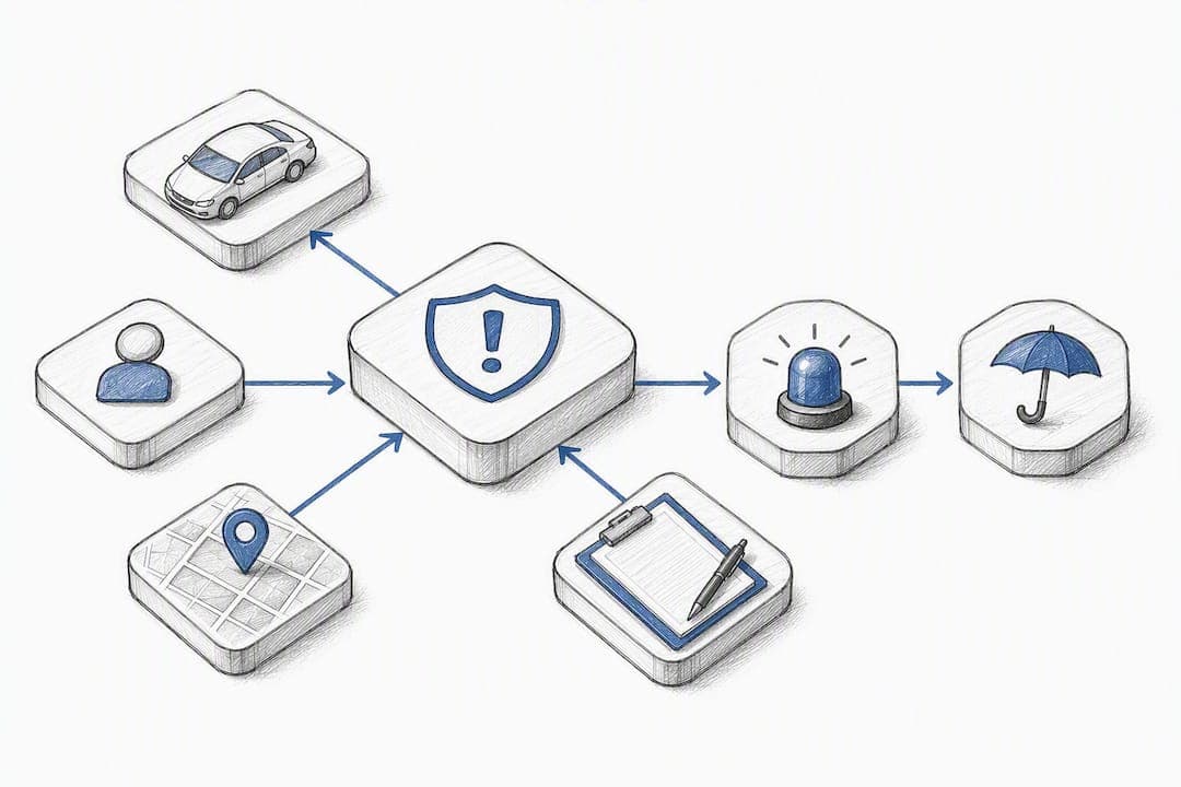 Incident evidence fields linked in sequence