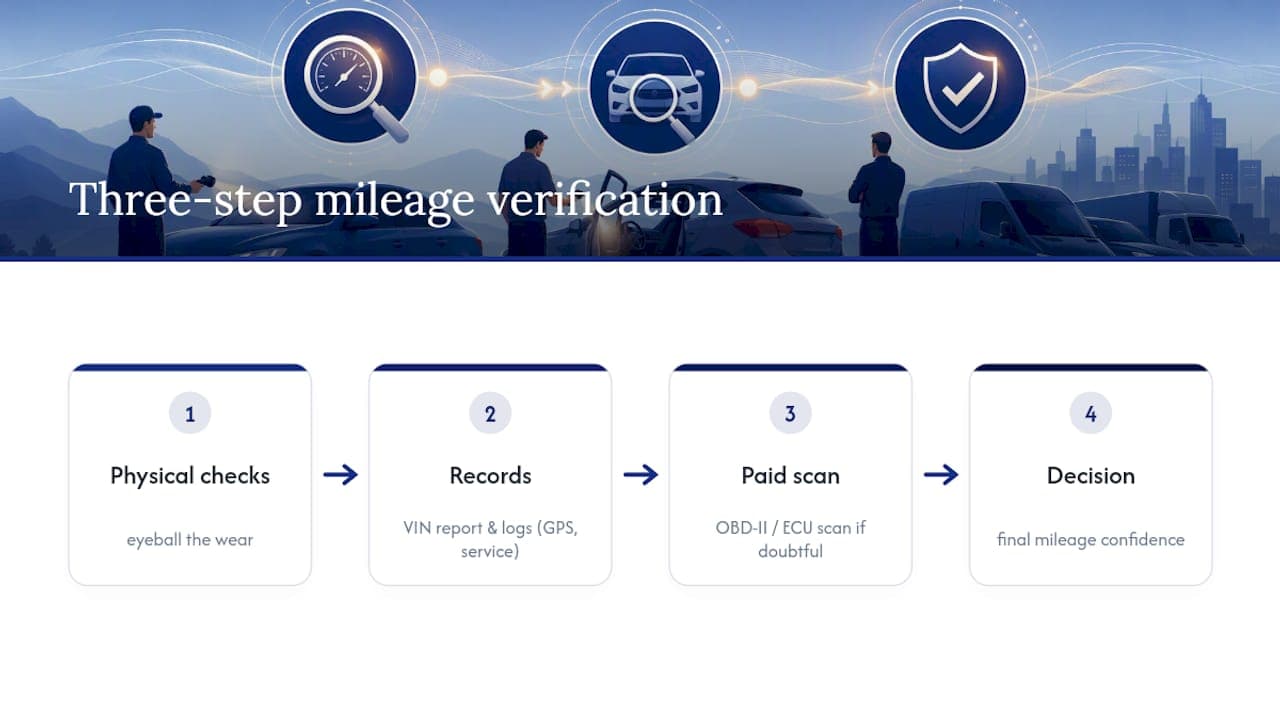 Three evidence sources supporting mileage verification