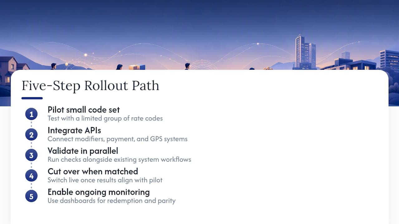 Five-step rate code rollout process