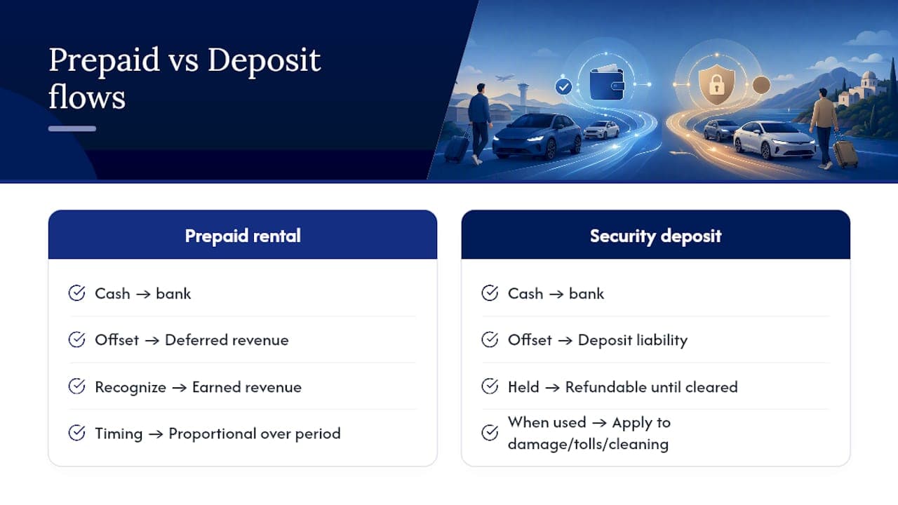 Prepaid rental and deposit accounting flows