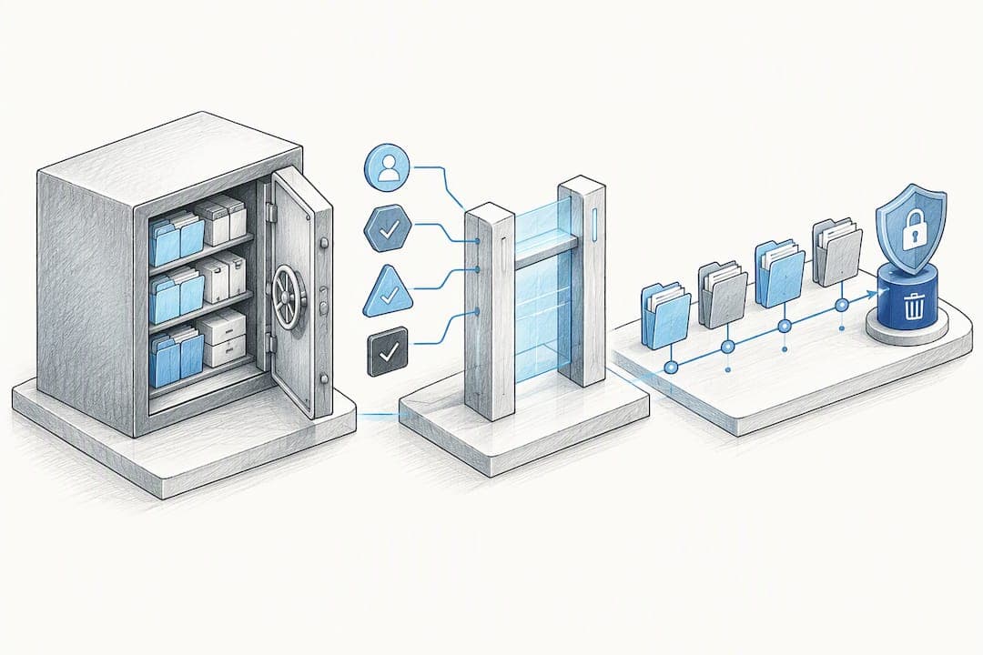 Secure archive showing controlled record access