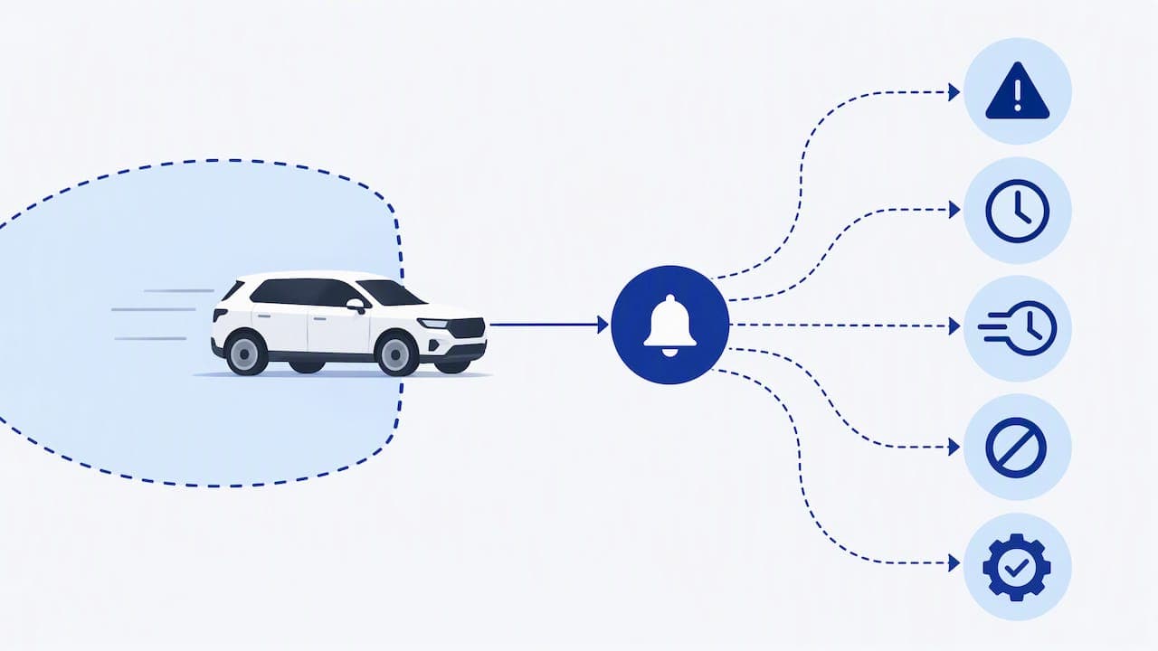 Geofence event branching into five performance measures
