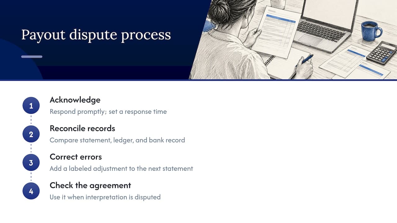 Four payout dispute stages and record check