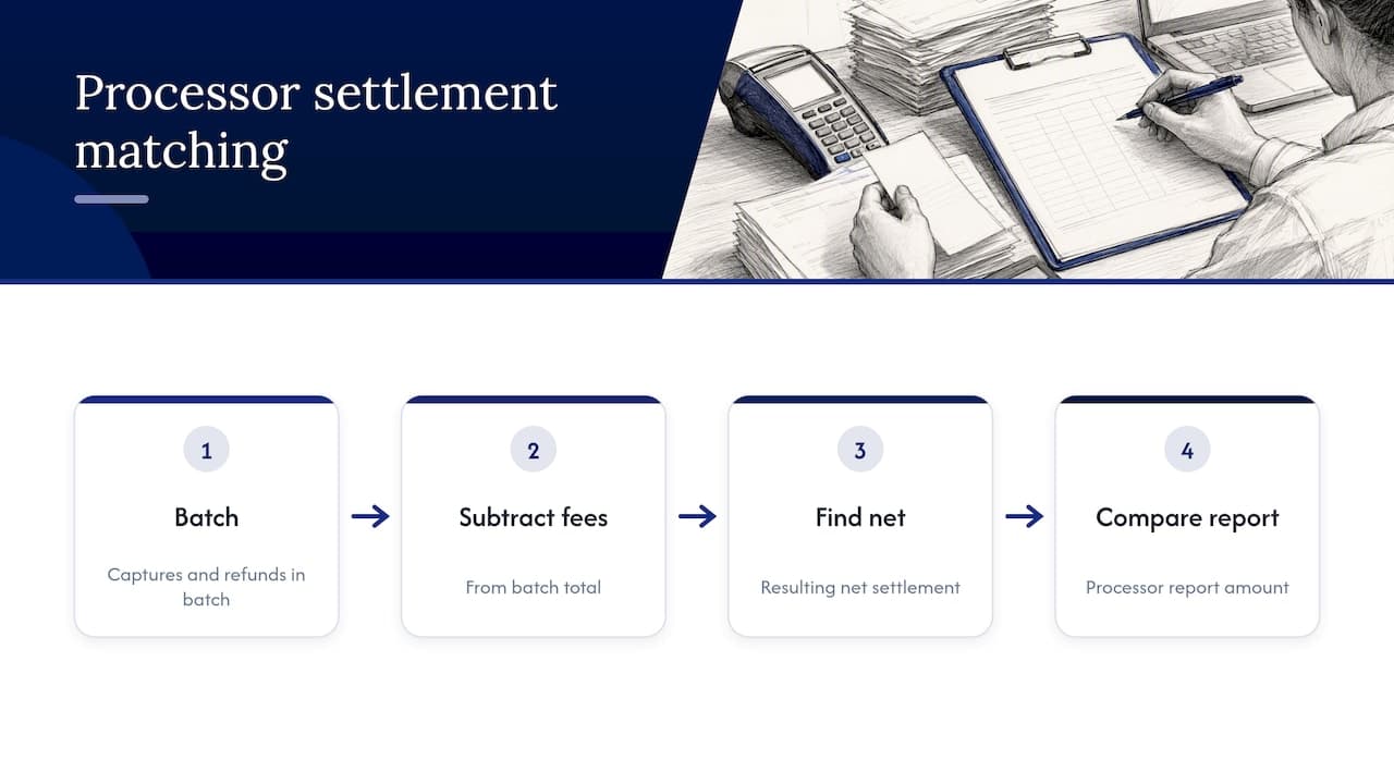 Payment events netted into processor settlement