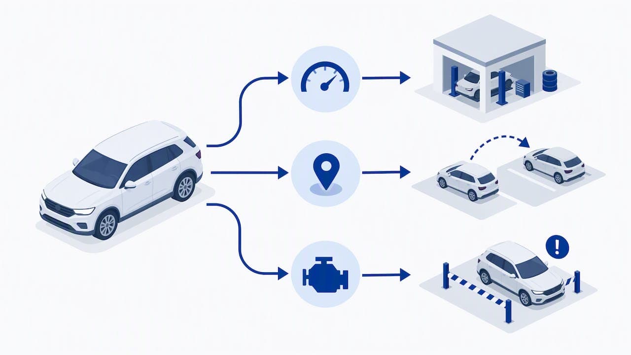 Vehicle data triggers fleet maintenance and return actions