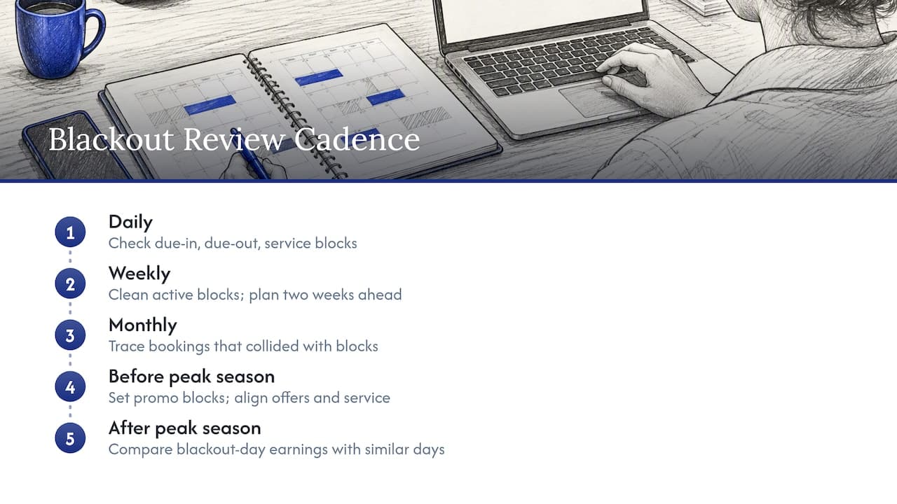 Four recurring blackout-date review cadences